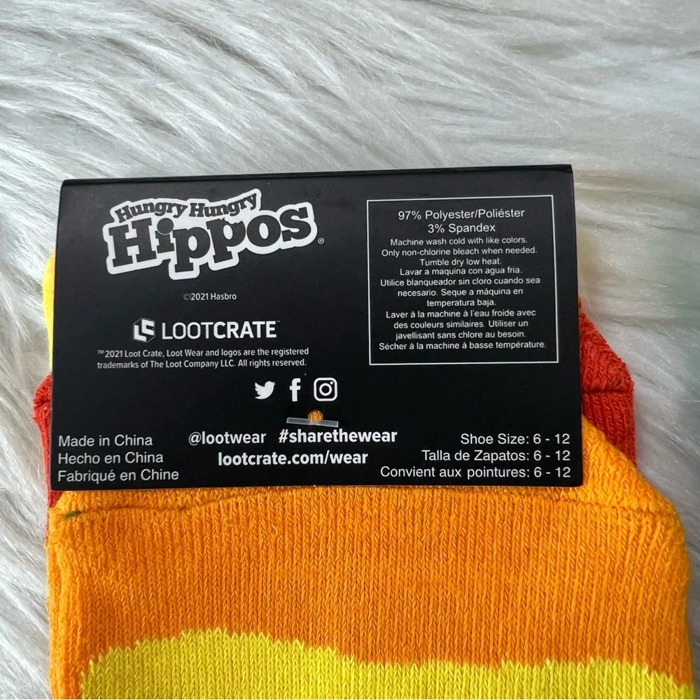 NWT Loot Wear Exclusive Hungry Hungry Hippos‎ Crew Socks